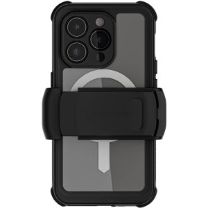 Ghostek Nautical Waterproof MagSafe Case + Belt Swivel Holster Apple iPhone 15 Pro Clear