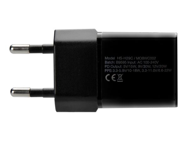 Mobilize Wall Charger USB-C GaN 30W with PD/PPS Black