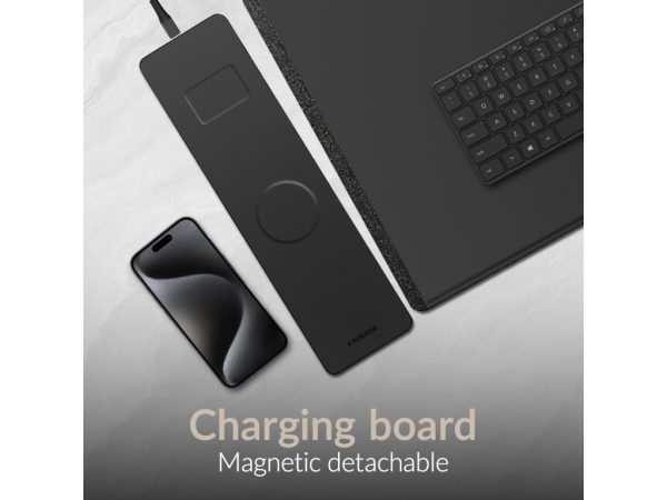 Mobilize PU Leather Desk Mat with Magnetic Wireless Charger 15W Black