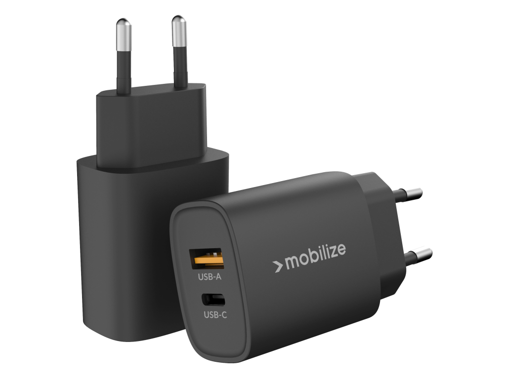 Mobilize Wall Charger USB-C + USB 25W with PD/PPS Black (BULK)