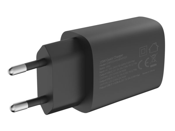 Mobilize Wall Charger USB-C + USB 25W with PD/PPS Black (BULK)