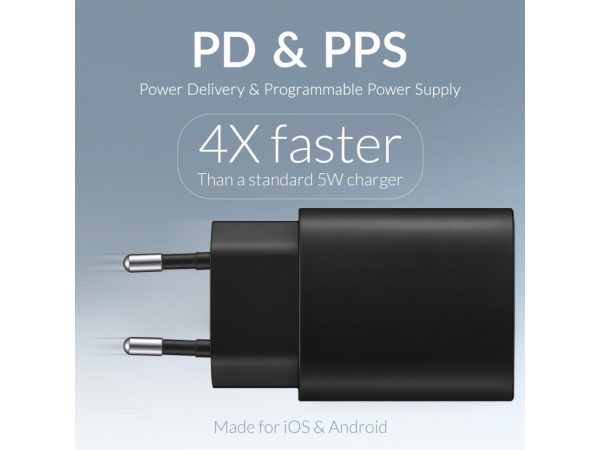 Mobilize Wall Charger USB-C + USB 25W with PD/PPS Black (BULK)