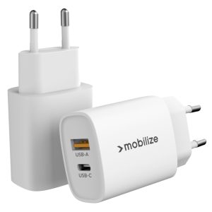 Mobilize Wall Charger USB-C + USB 25W with PD/PPS White (BULK)