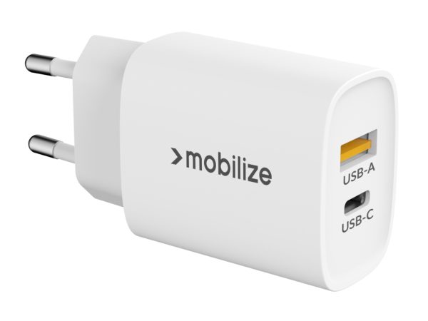 Mobilize Wall Charger USB-C + USB 25W with PD/PPS White (BULK)