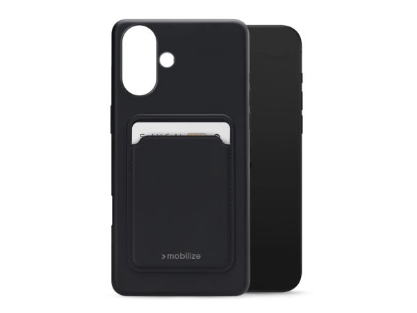 Mobilize Rubber Gelly Card Case Apple iPhone 16 Matt Black