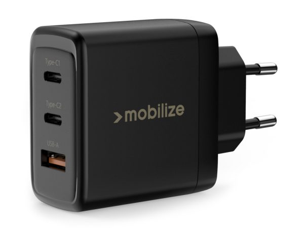 Mobilize Wall Charger 2x USB-C + 1x USB GaN 65W with PD/PPS Black