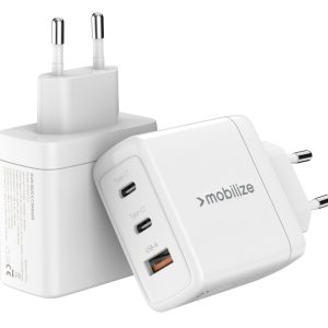 Mobilize Wall Charger 2x USB-C + 1x USB GaN 65W with PD/PPS White