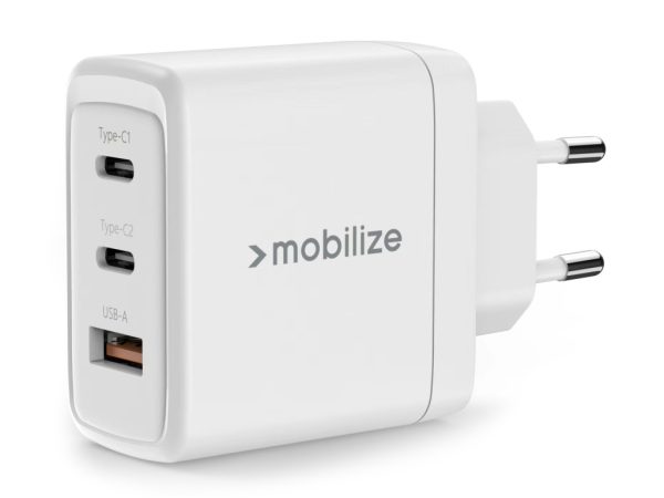 Mobilize Wall Charger 2x USB-C + 1x USB GaN 65W with PD/PPS White