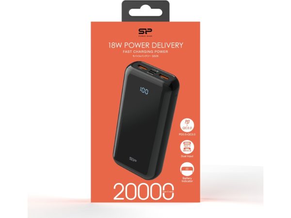 Silicon Power QS28 Fast Charging 18W PD Powerbank 20000 mAh Black