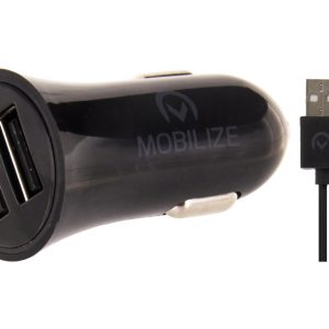 Mobilize Car Charger Dual USB 2.4A 12W + 1m USB-C Cable Black