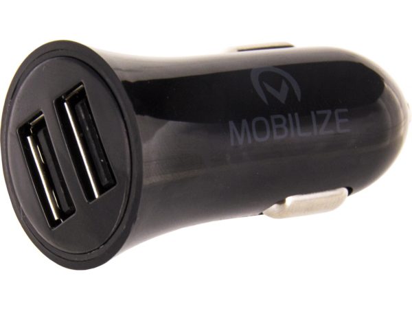 Mobilize Car Charger Dual USB 2.4A 12W + 1m USB-C Cable Black