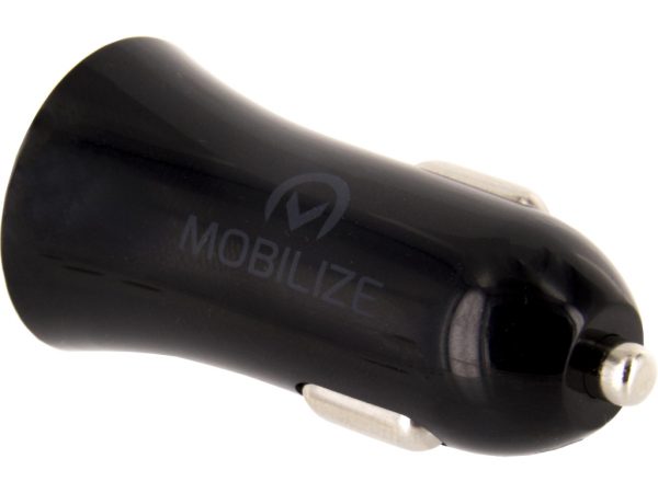 Mobilize Car Charger Dual USB 2.4A 12W + 1m USB-C Cable Black