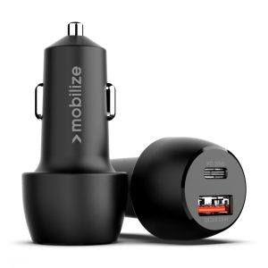 Mobilize Car Charger USB + USB-C 48W with PD/PPS and QC Black