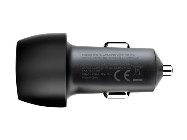 Mobilize Car Charger USB + USB-C 48W with PD/PPS and QC Black