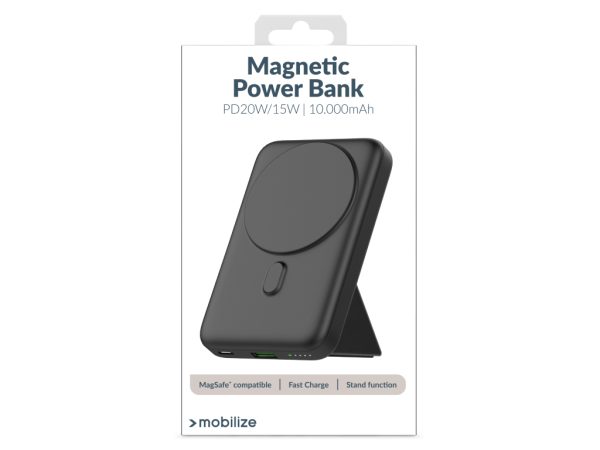 Mobilize Magnetic Wireless Magsafe Compatible PD Stand Power Bank 10000mAh 15W Black