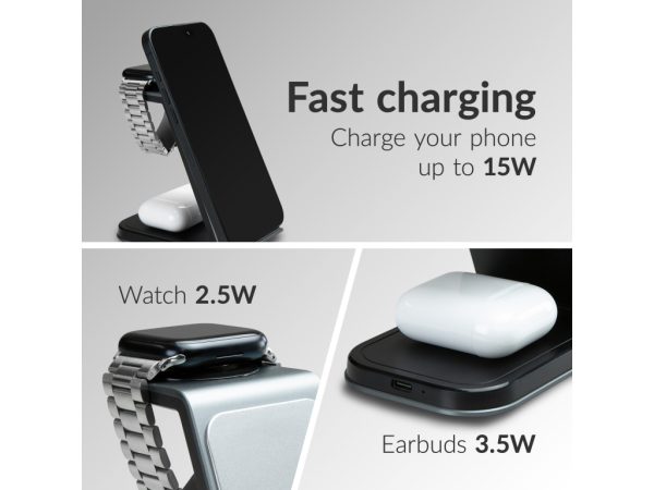 Mobilize 3in1 Aluminium Wireless Charger Station 15W