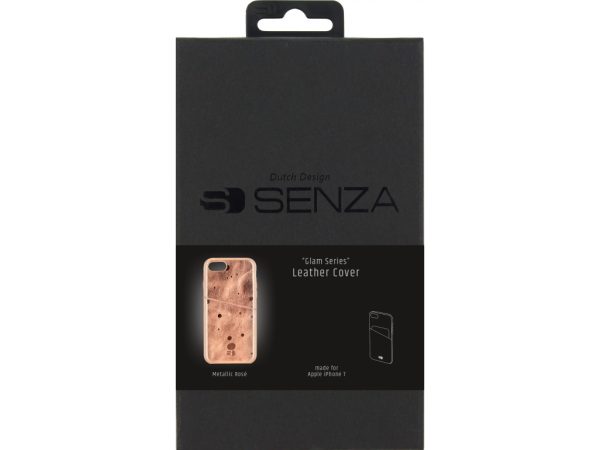 Senza Glam Leather Cover with Card Slot Apple iPhone 7/8/SE (2020/2022) Metallic Rosé