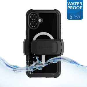 Ghostek Nautical Waterproof MagSafe Case + Belt Swivel Holster Apple iPhone 16 Plus Black