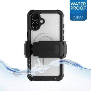 Ghostek Nautical Waterproof MagSafe Case + Belt Swivel Holster Apple iPhone 16 Plus Clear