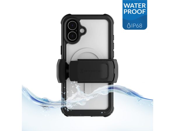 Ghostek Nautical Waterproof MagSafe Case + Belt Swivel Holster Apple iPhone 16 Plus Clear